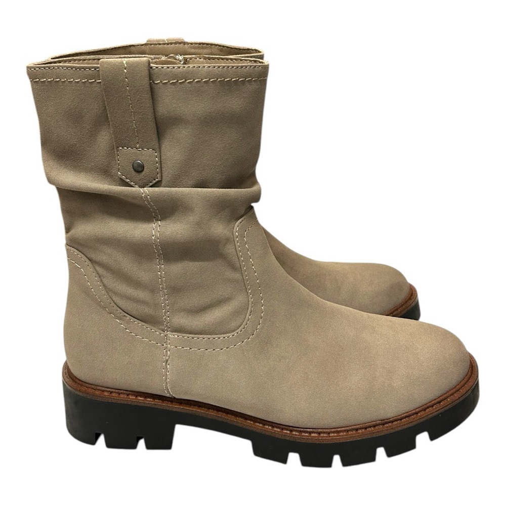 White Mountain Taupe Slouch Chelsea Lug Ankle Boots
